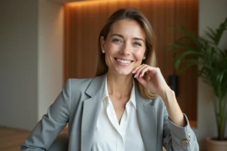 Femme confiante en soins esthétiques dans un salon moderne