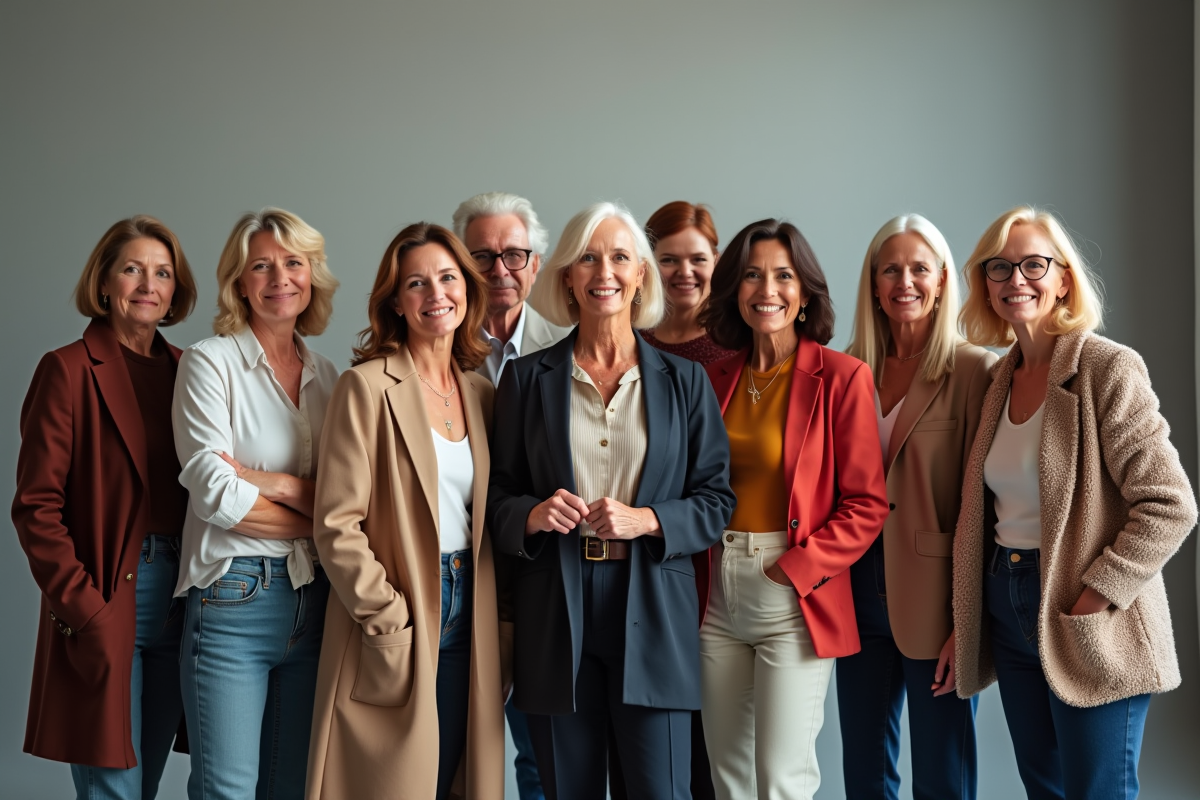 Groupe de femmes de 50 ans en studio professionnel