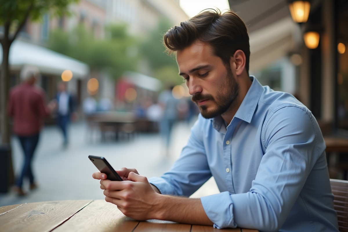 Homme en chemise à la terrasse d