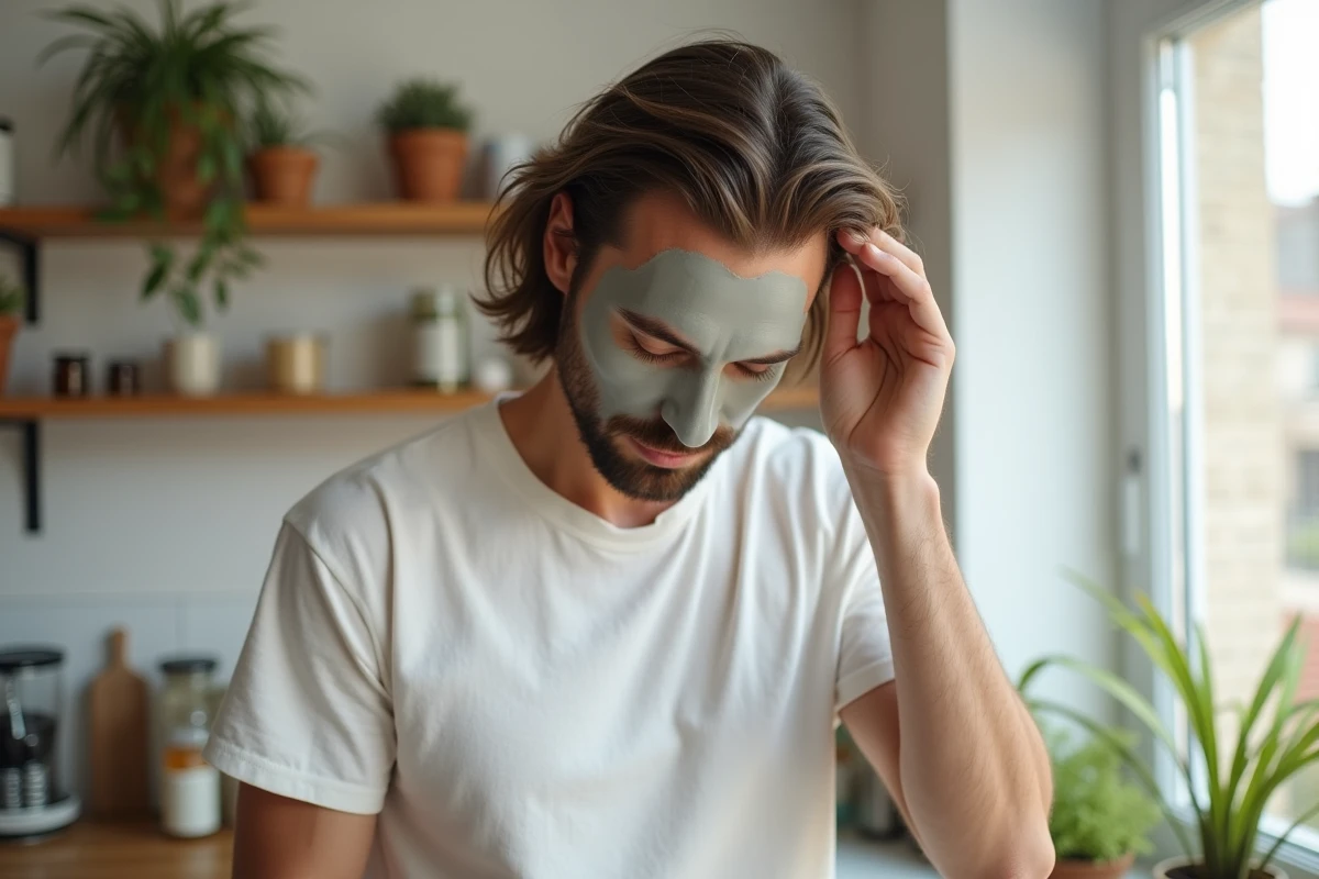 Homme massant un masque à l